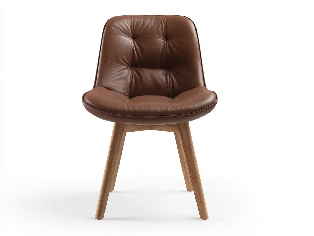 Chaise de salle à manger - simili cuir-bois - 54x56x82 cm - Marron - Style contemporain-Roommyhut