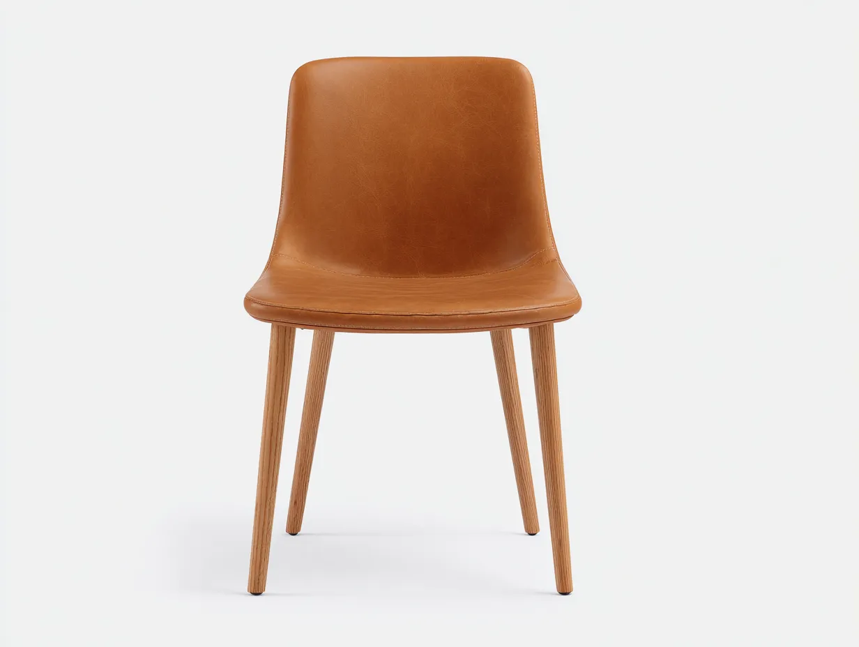 Chaise de salle à manger - cuir synthétique-bois - 52x56x86 cm - marron - style moderne-Roommyhut