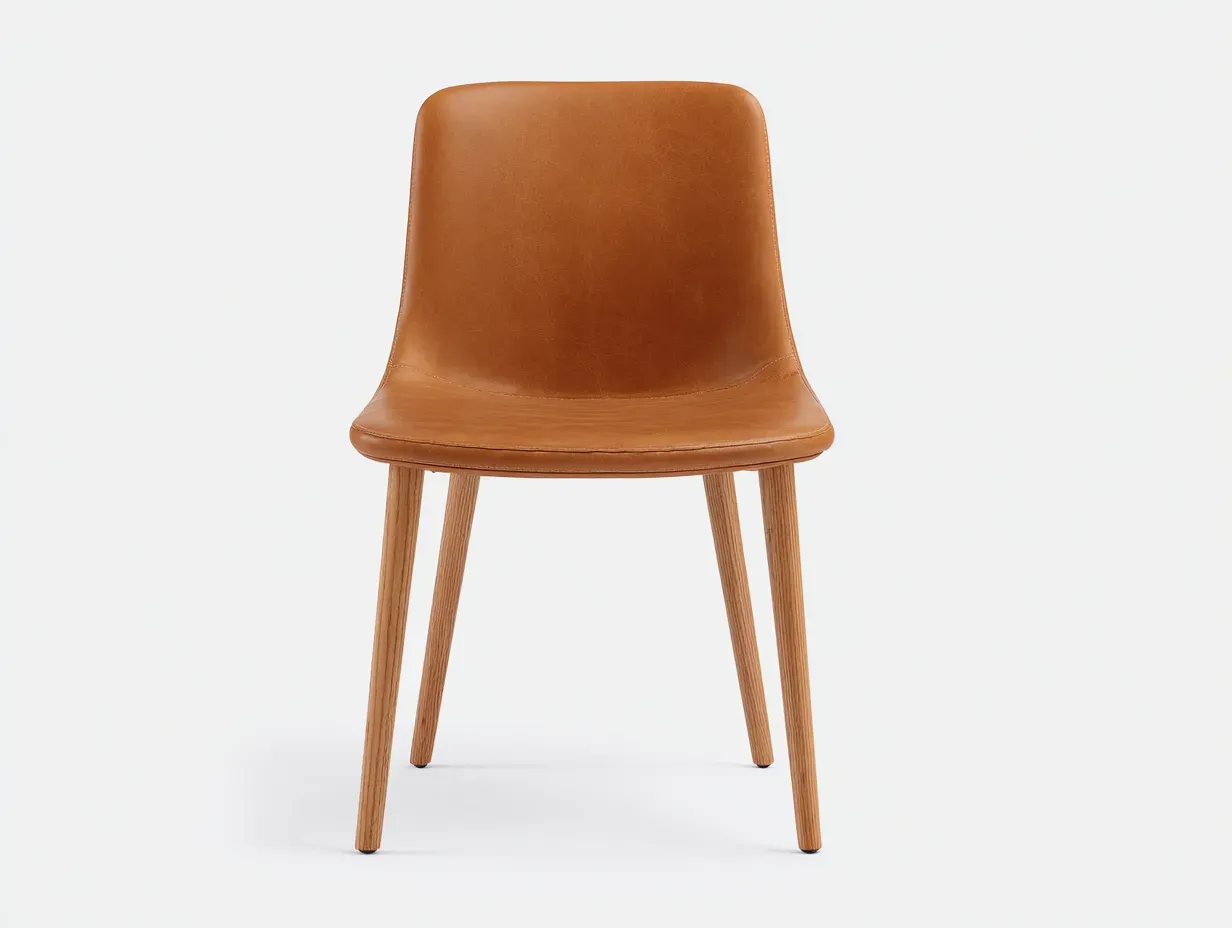 Chaise de salle à manger - cuir synthétique-bois - 52x56x86 cm - marron - style moderne-Roommyhut