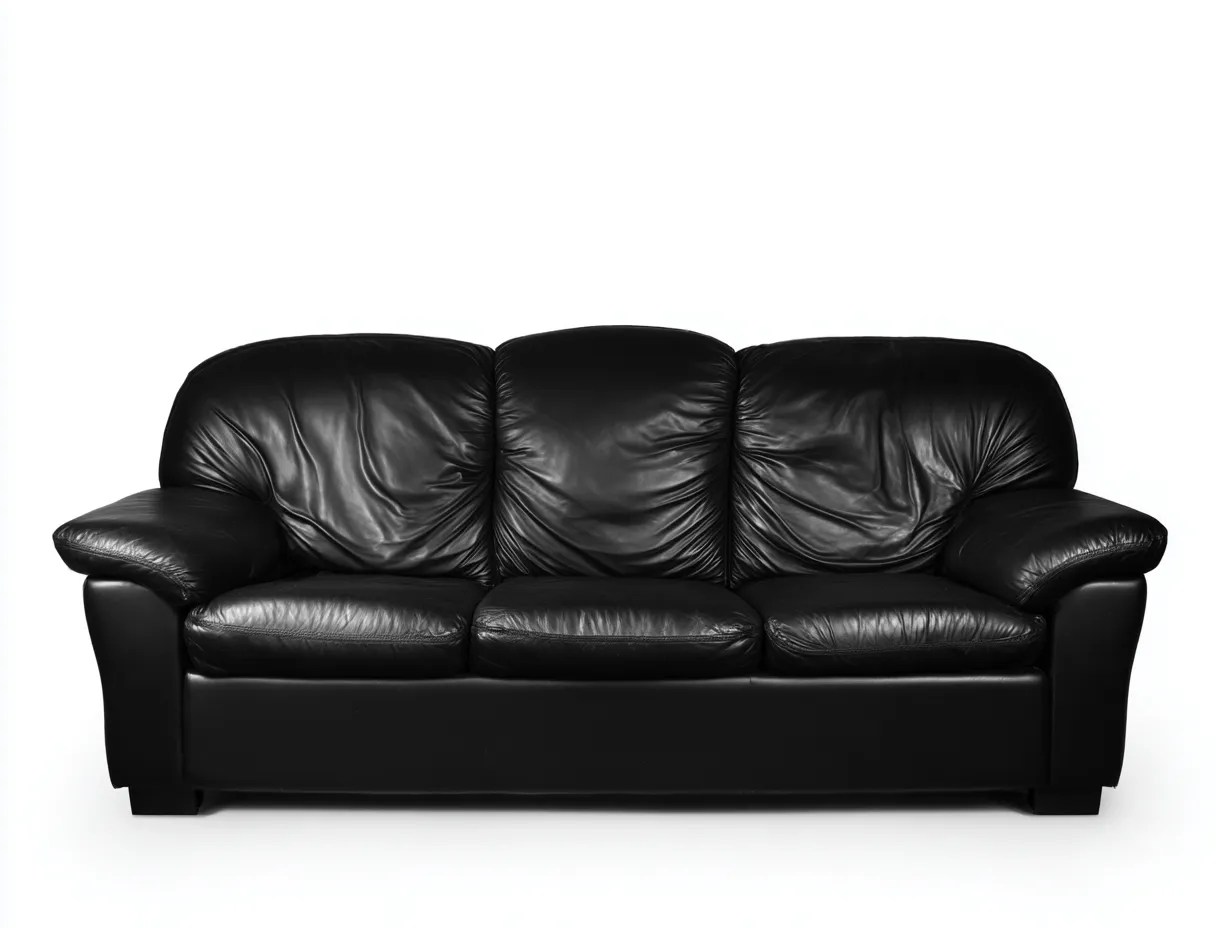 Canapé 3 places - cuir synthétique - 208x96x86 cm - noir - style classique-Roommyhut