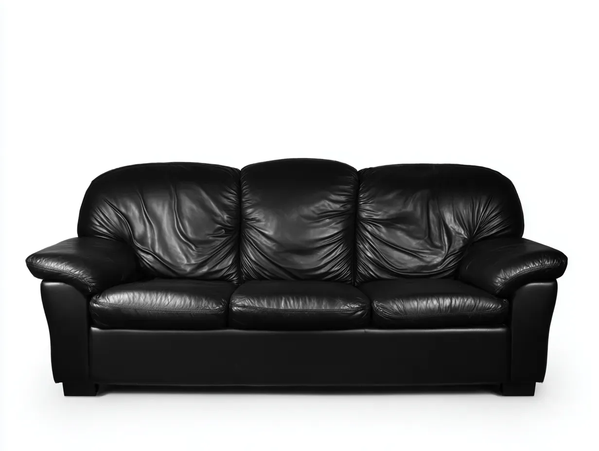 Canapé 3 places - cuir synthétique - 208x96x86 cm - noir - style classique-Roommyhut