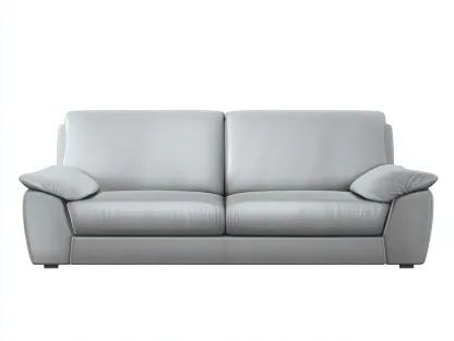 Canapé 3 places - cuir synthétique - 214x94x85 cm - gris clair - style moderne-Roommyhut