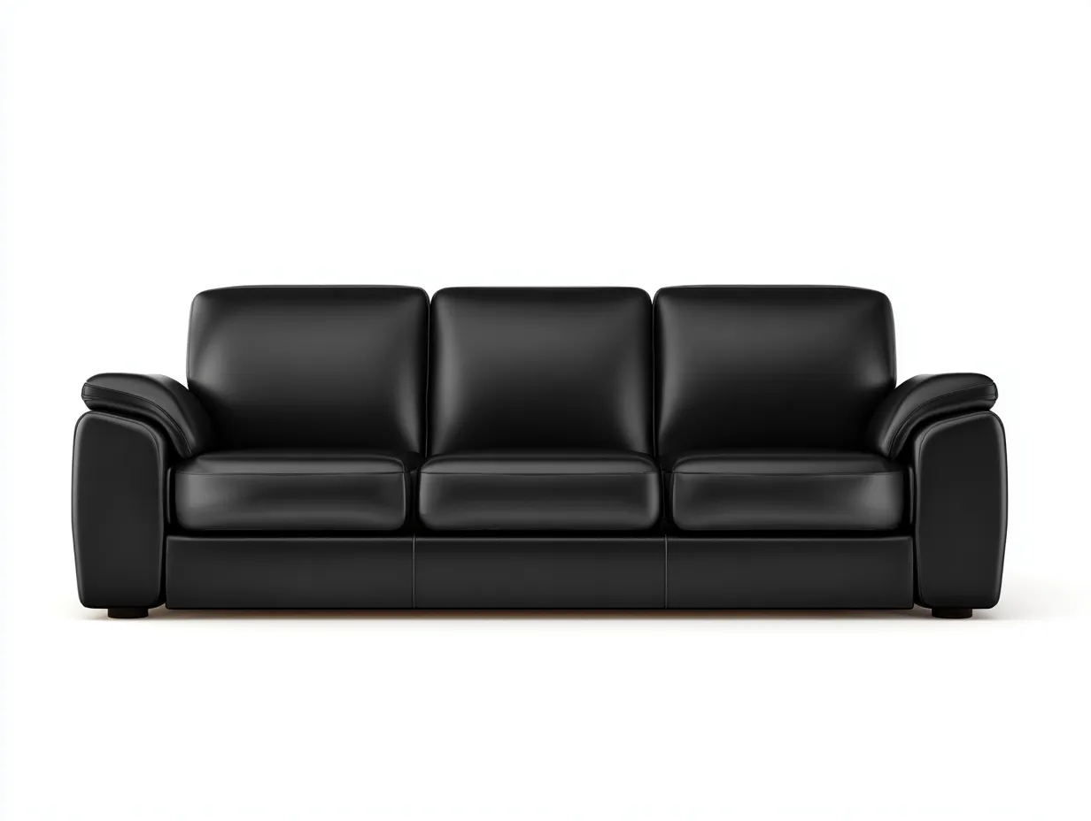 Canapé 3 places - cuir synthétique - 202x93x83 cm - noir - style moderne-Roommyhut