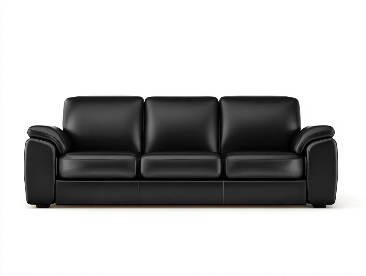 Canapé 3 places - cuir synthétique - 202x93x83 cm - noir - style moderne-Roommyhut