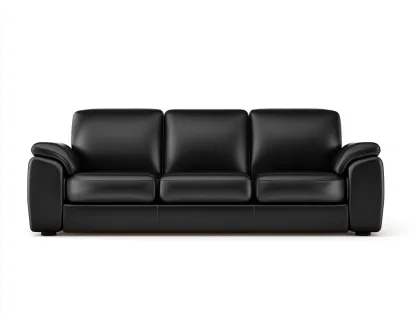 Canapé 3 places - cuir synthétique - 202x93x83 cm - noir - style moderne-Roommyhut