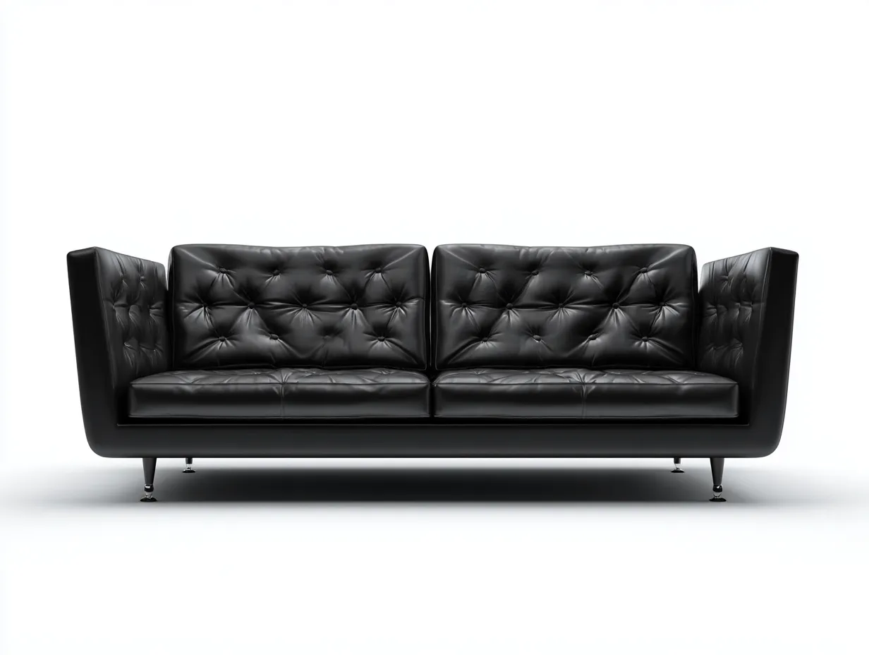 Canapé 3 places - cuir synthétique-métal - 210x88x76 cm - noir - style moderne-Roommyhut