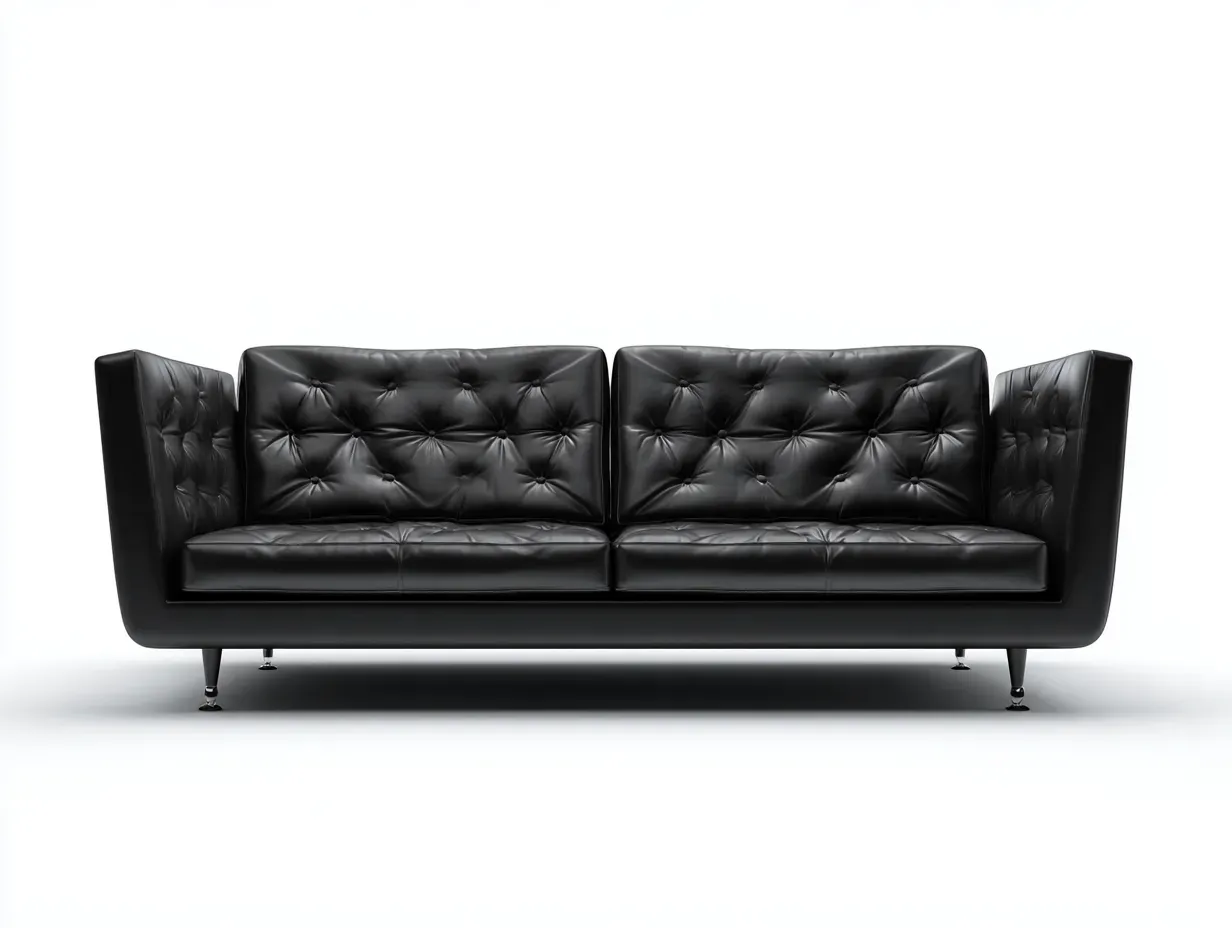 Canapé 3 places - cuir synthétique-métal - 210x88x76 cm - noir - style moderne-Roommyhut