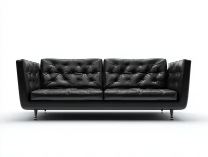 Canapé 3 places - cuir synthétique-métal - 210x88x76 cm - noir - style moderne-Roommyhut