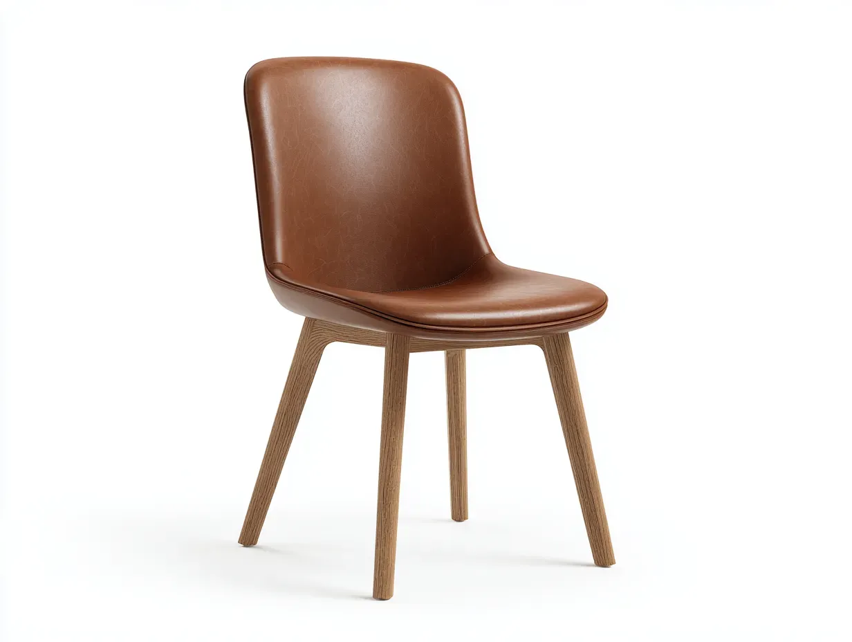 Chaise de salle à manger - simili cuir-bois - 53x56x84 cm - Marron - Style contemporain-Roommyhut