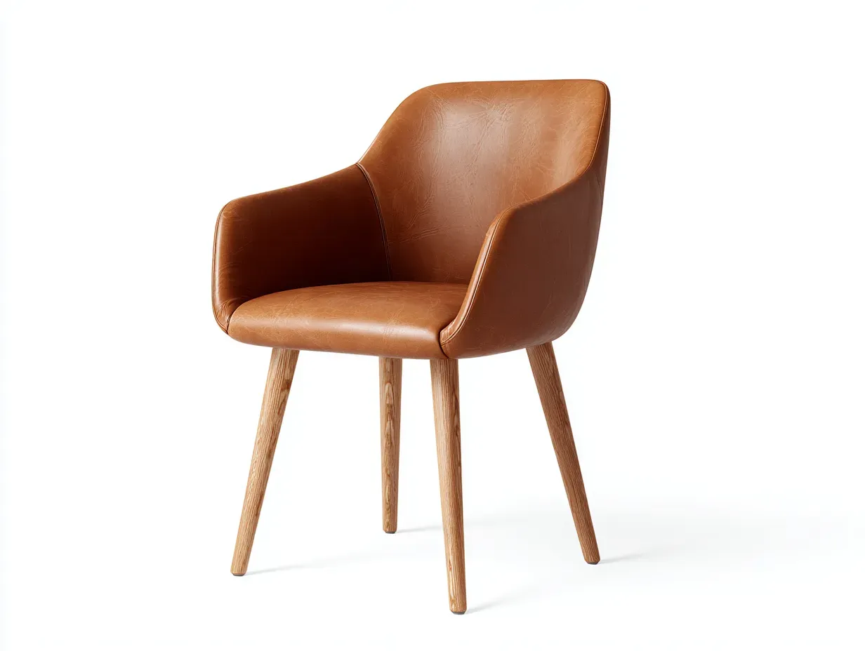 Chaise de salle à manger - simili cuir-bois - 59x57x83 cm - Marron - Style contemporain-Roommyhut