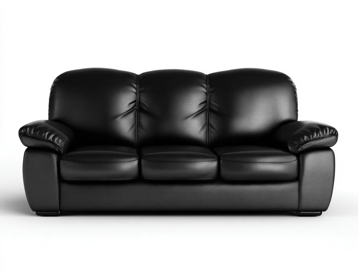 Canapé 3 places - cuir synthétique - 205x90x85 cm - noir - style classique-Roommyhut