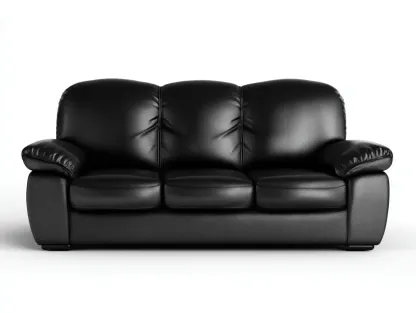 Canapé 3 places - cuir synthétique - 205x90x85 cm - noir - style classique-Roommyhut