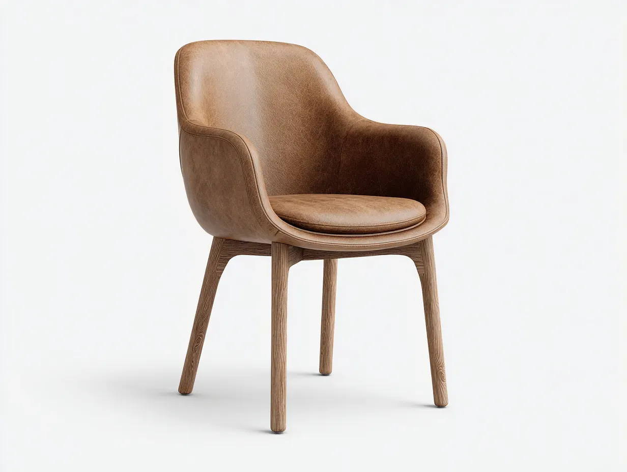 Chaise de salle à manger - cuir synthétique-bois - 62x59x83 cm - marron - style moderne-Roommyhut