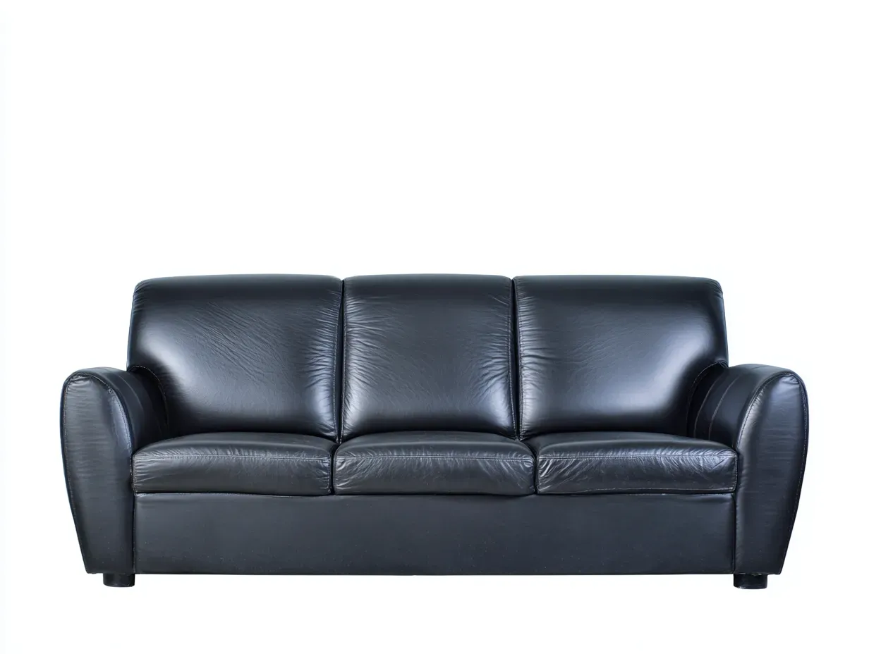 Canapé 3 places - cuir synthétique - 196x91x84 cm - noir - style classique-Roommyhut