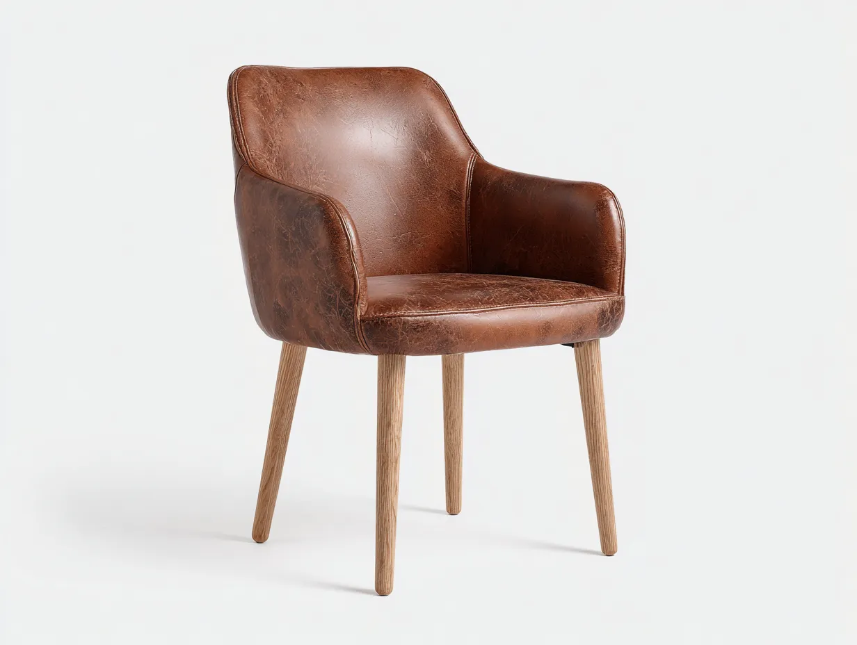 Chaise de salle à manger - simili cuir-bois - 60x59x82 cm - Marron - Style contemporain-Roommyhut