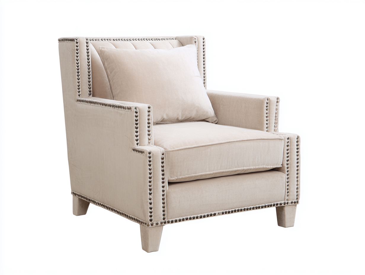 Armchair fabric 78x82x92 cm beige for living room classic style