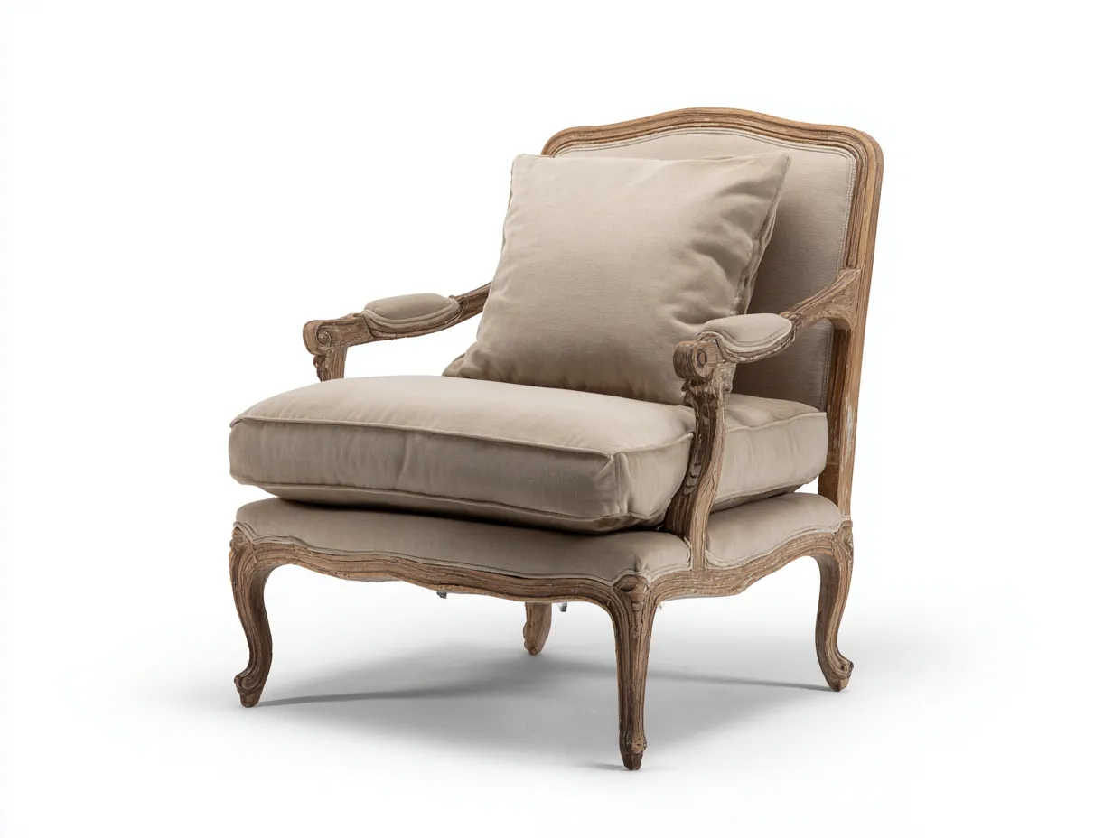 Armchair fabric 76x82x90 cm beige for living room french style