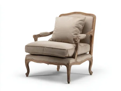 Armchair fabric 76x82x90 cm beige for living room french style