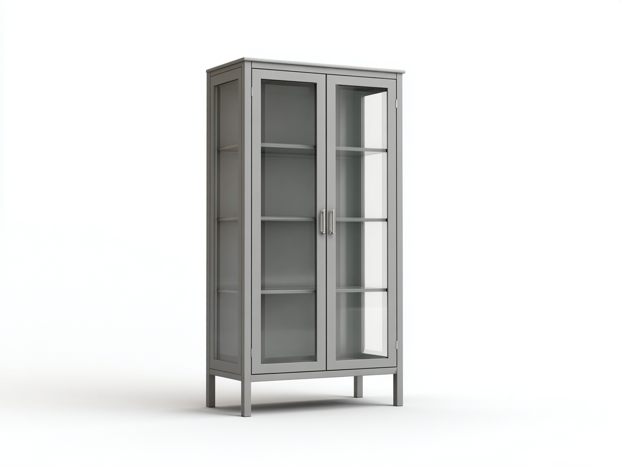 Display Cabinet engineered wood 60x38x180 cm grey for indoor display slim design