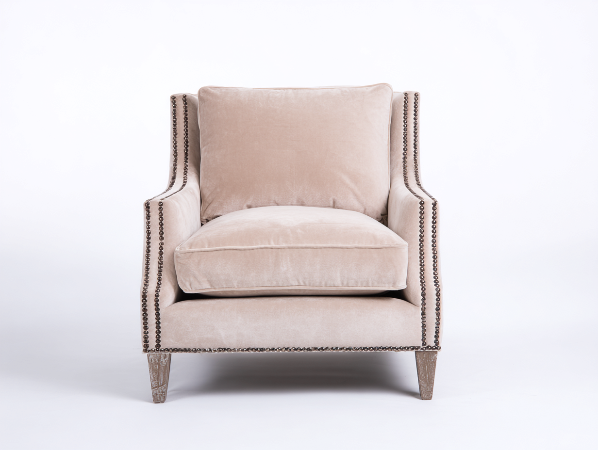 Armchair fabric 75x80x90 cm beige for living room french club style