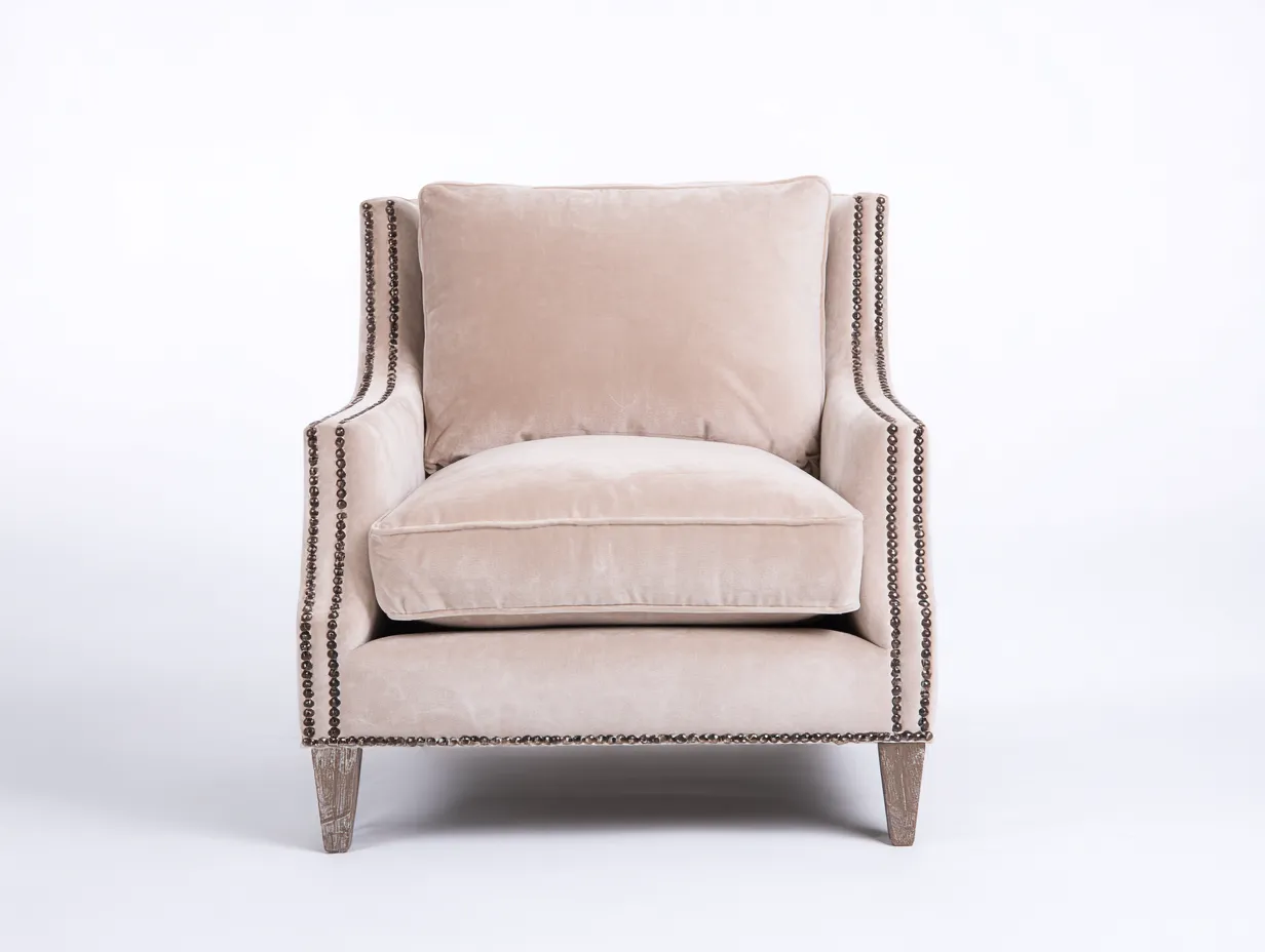 Armchair fabric 75x80x90 cm beige for living room french club style