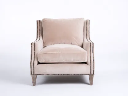 Armchair fabric 75x80x90 cm beige for living room french club style
