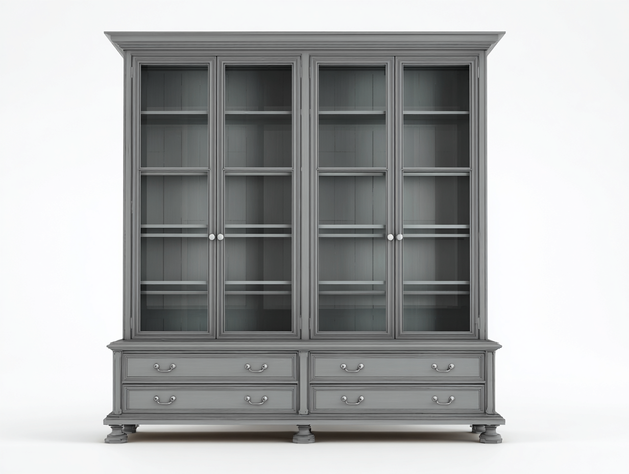 Display Cabinet engineered wood 150x45x190 cm grey for indoor display storage style