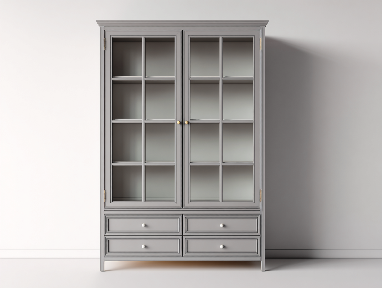 Display Cabinet engineered wood 92x42x195 cm grey for indoor display traditional style