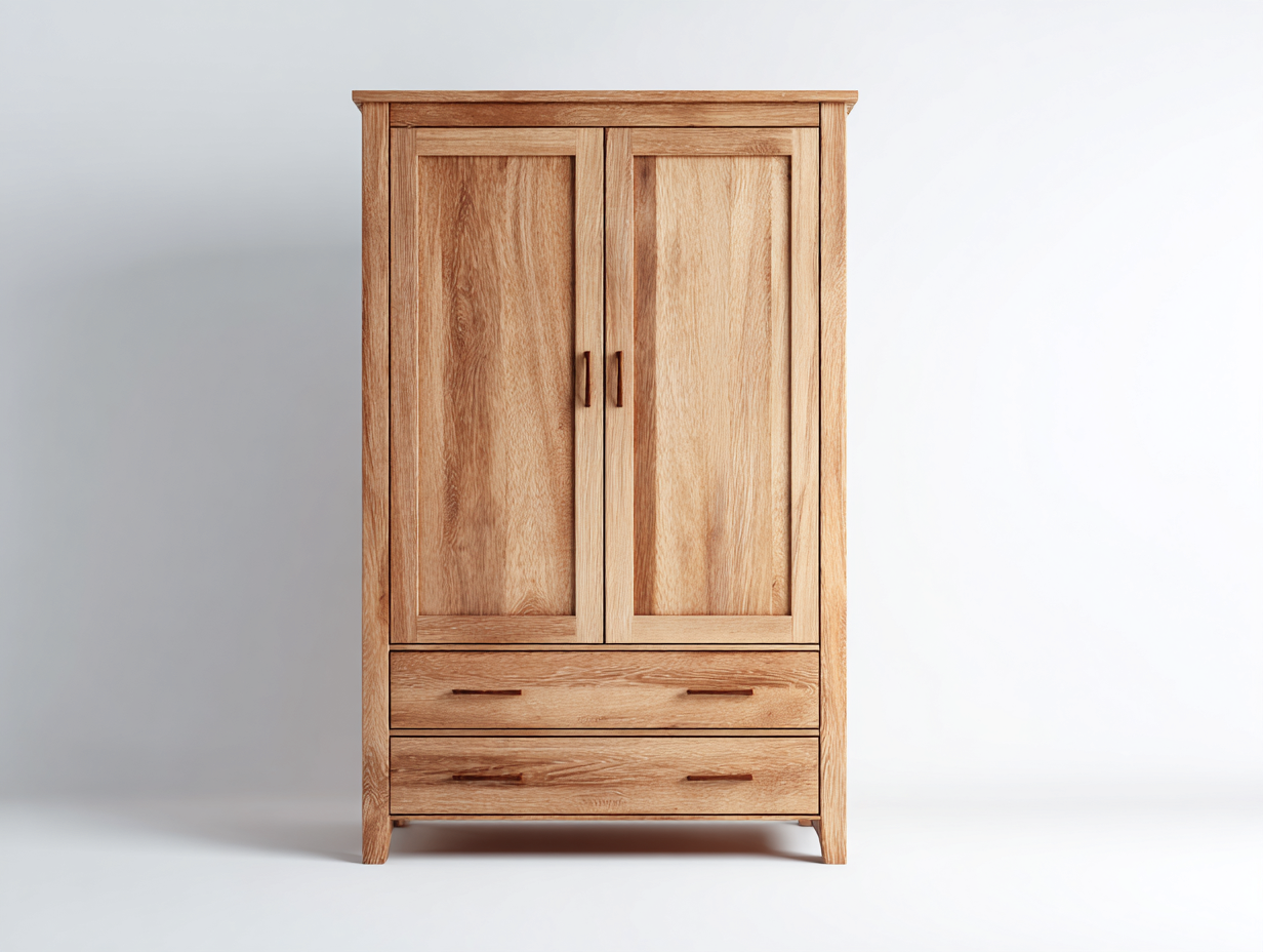 Wardrobe solid wood 120x55x185 cm oak for bedroom natural style