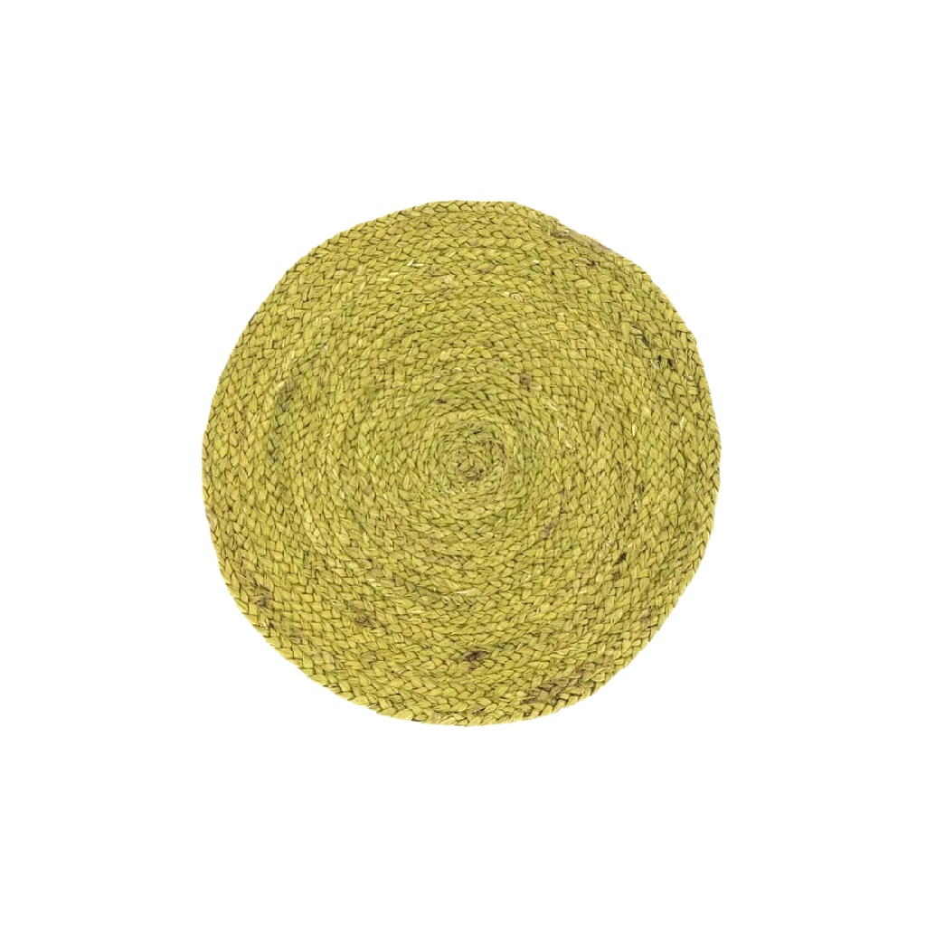 Posavasos redondo de fibra natural trenzada color verde-brianpetty.shop