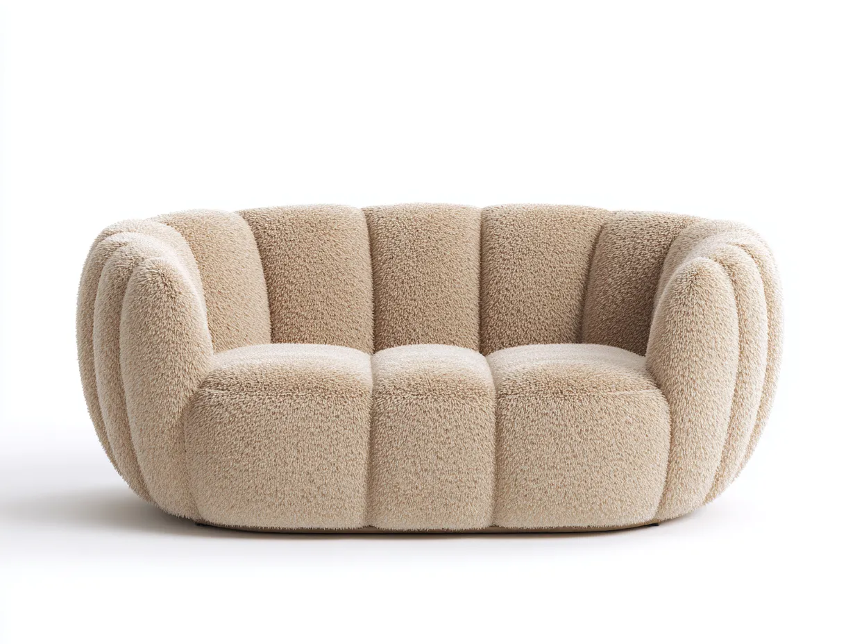 2 Seater Sofa rounded indoor seating beige