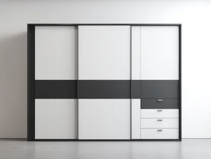 Wardrobe 200 × 60 × 210 cm – White / Grey – Sliding Door Design