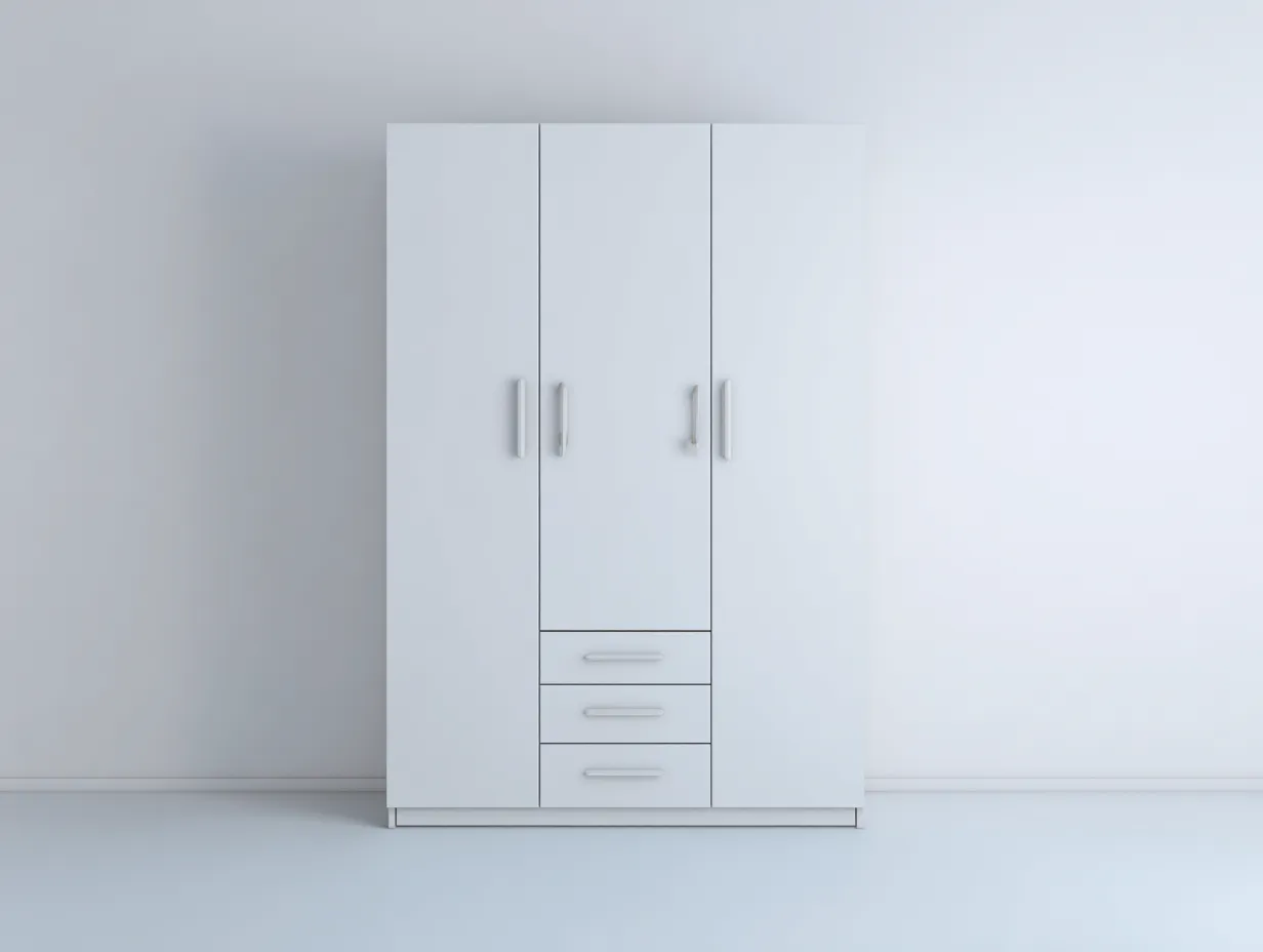 Wardrobe 120 × 55 × 200 cm – White – Hinged Door Design