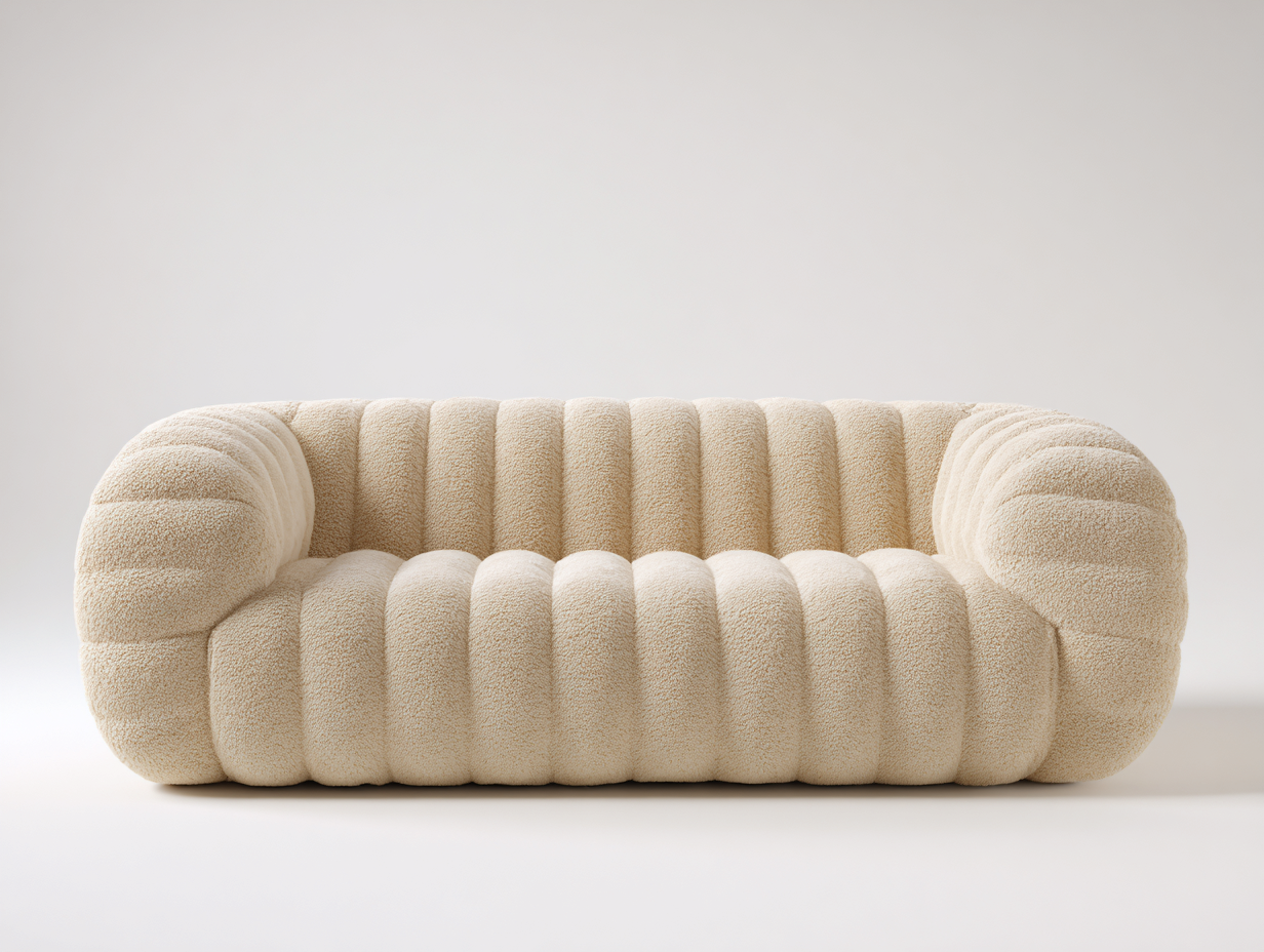 2 Seater Sofa soft rounded indoor seating beige