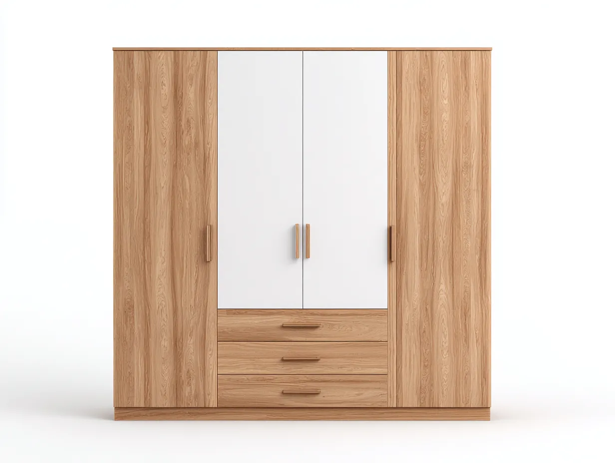 Wardrobe 140 × 60 × 195 cm – Oak / White – Hinged Door Design