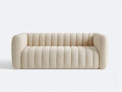 2 Seater Sofa fluted design indoor seating beige