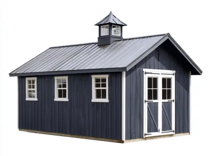 Storage Shed wood 210×160×200 cm navy blue white for garden use