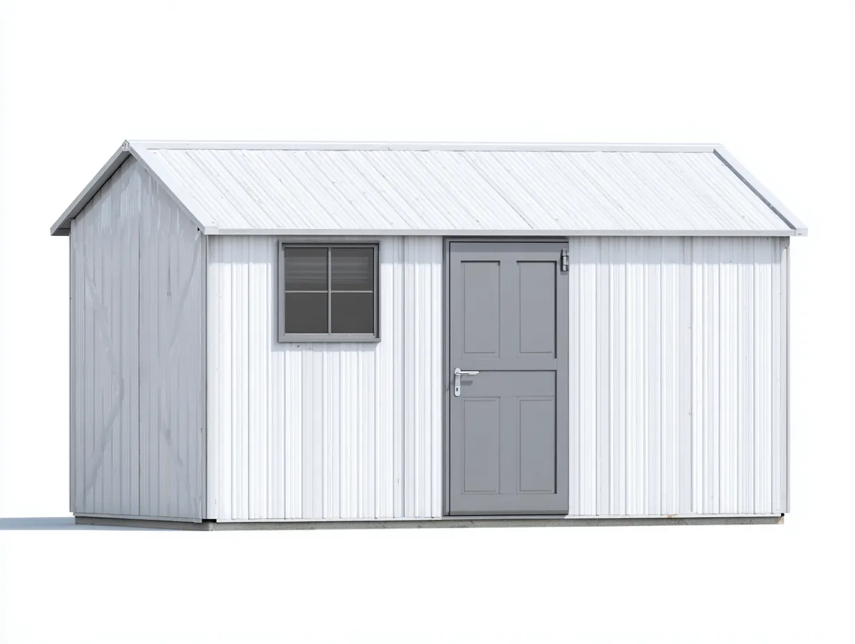 Storage Shed metal 230×170×205 cm white grey for outdoor storage