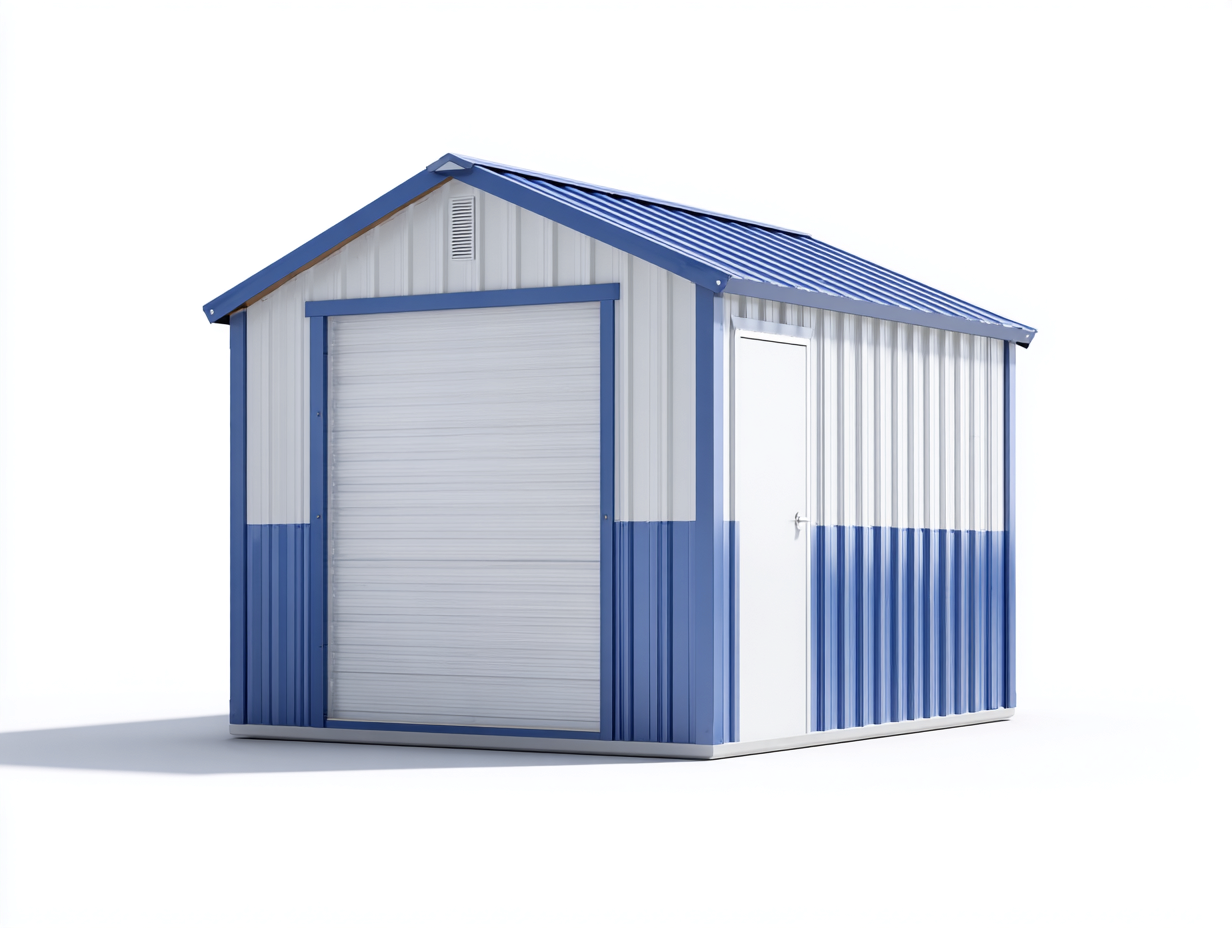 Storage Shed metal 190×130×185 cm white blue for outdoor use