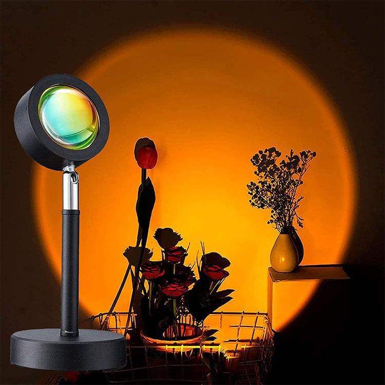 Modern RGB 16-Color LED Sunset Projection Lamp - App Controlled Halo Sunset Light for Home & Office