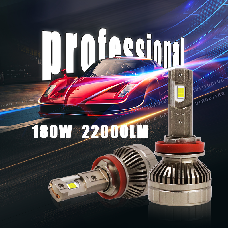 180W 22000LM Three Copper Tube LED Headlight Bulbs H7 H11 H4 9005 9006 H1 Canbus 6000K