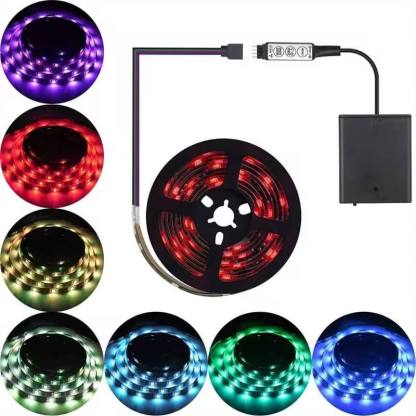 Battery Powered RGB LED Strip Lights 24 Key Remote 5V TV Backlight Interior Decor 2835 5050