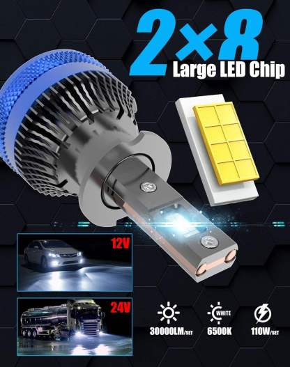 Super Bright H4 H11 LED Headlight Bulbs 6000K White 30000LM 80W