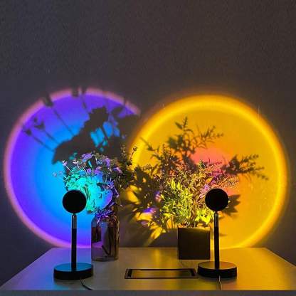Modern RGB 16-Color LED Sunset Projection Lamp - App Controlled Halo Sunset Light for Home & Office
