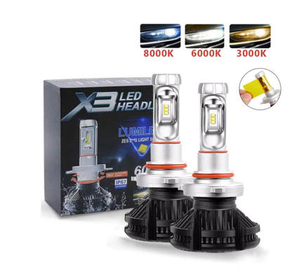 X3 DIY Multi-Color LED Headlight Bulb 22W 3400LM | 4-Color Temperature Films Included | Lumileds Luxeon ZES Chips | 360° Adjustable Beam | Aviation Aluminum 6063 (2-Pack)