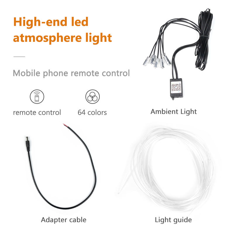 APP Control RGB Car LED Interior Ambient Lights Music Sync Footwell Kit Bluetooth 16 Million Colors