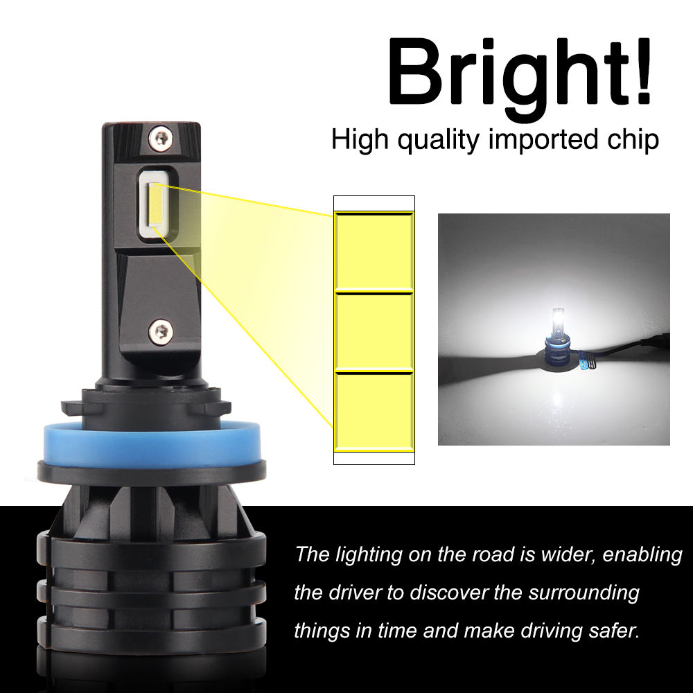 M2 LED Headlight Bulb 27W 4200LM | Internal Driver Design | 360° Adjustable Chuck | High Speed Ball Fan Cooling | 6500K White | Aviation Aluminum 6063 | Plug & Play (2-Pack)
