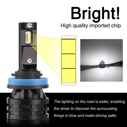 M2 LED Headlight Bulb 27W 4200LM | Internal Driver Design | 360° Adjustable Chuck | High Speed Ball Fan Cooling | 6500K White | Aviation Aluminum 6063 | Plug & Play (2-Pack)