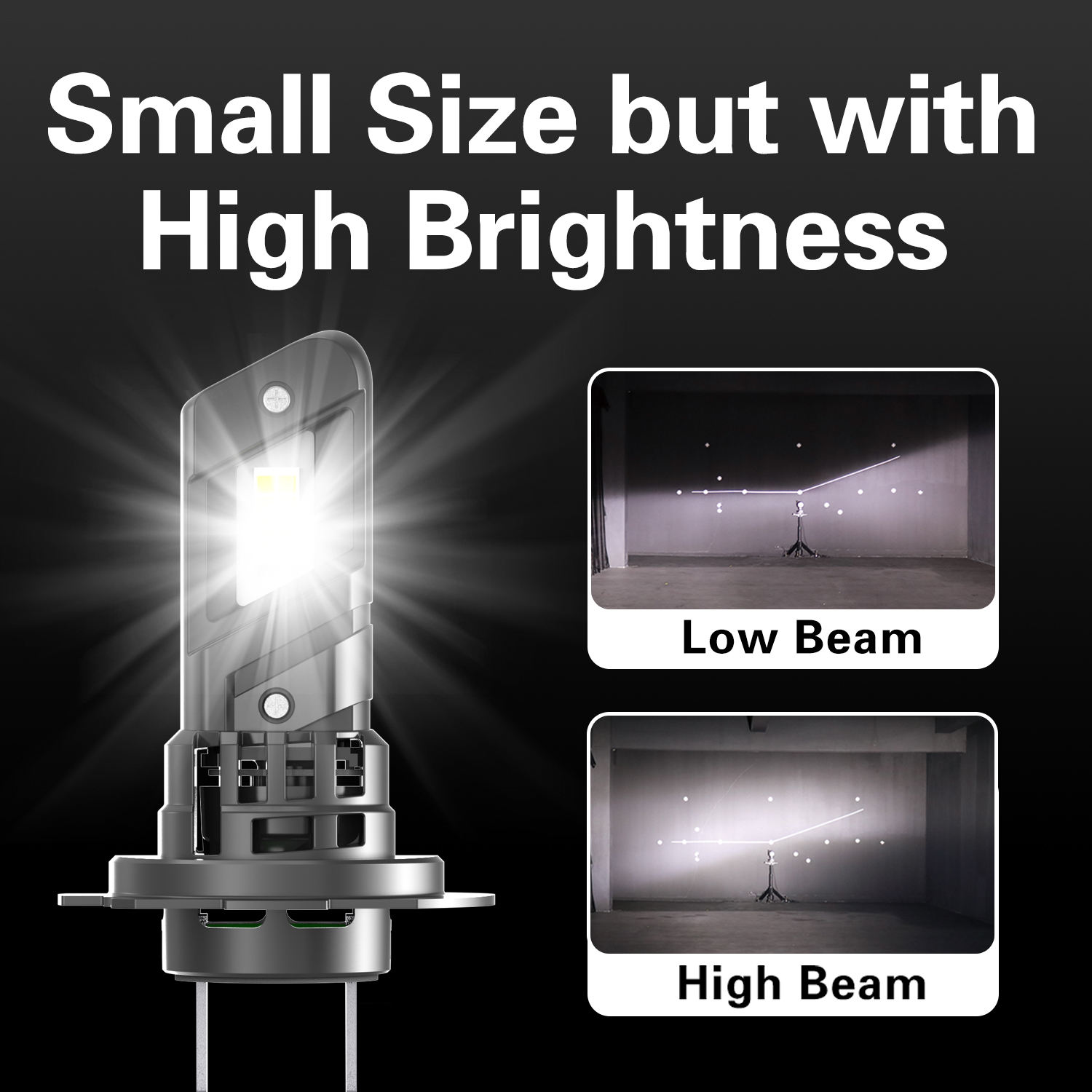 E4X 1:1 Halogen Size LED Headlight Bulb 26W 5600LM | 7535 High-Density Chip | 6500K White | Universal H1 H7 H11 H15 9005 9006 9012 (2-Pack)