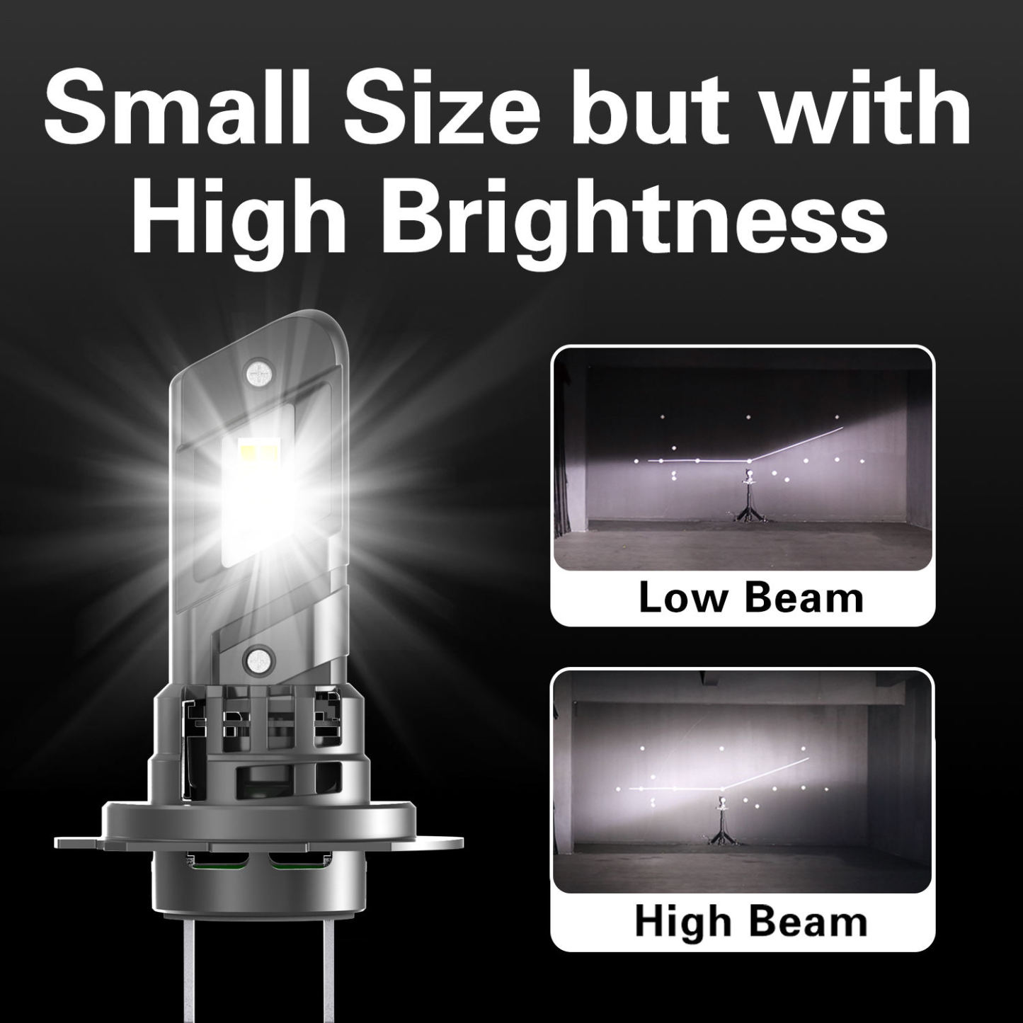 E4X 1:1 Halogen Size LED Headlight Bulb 26W 5600LM | 7535 High-Density Chip | 6500K White | Universal H1 H7 H11 H15 9005 9006 9012 (2-Pack)